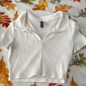White Ribbed Crop Top